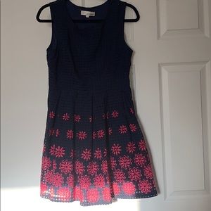 Blue cotton blend with pink flowers